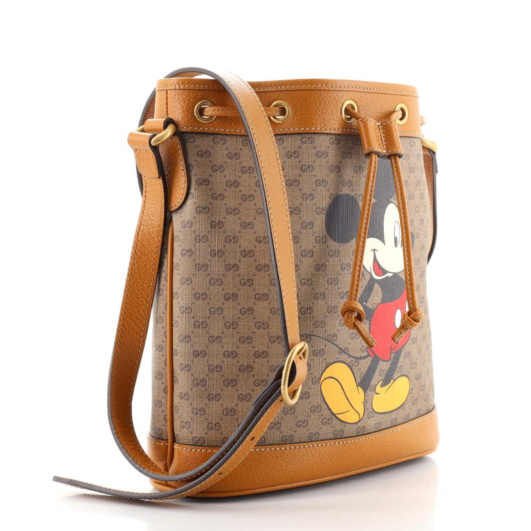 Gucci x Disney Brown/Beige GG and Mickey Mouse Canvas Bucket Bag - Yoogi's  Closet