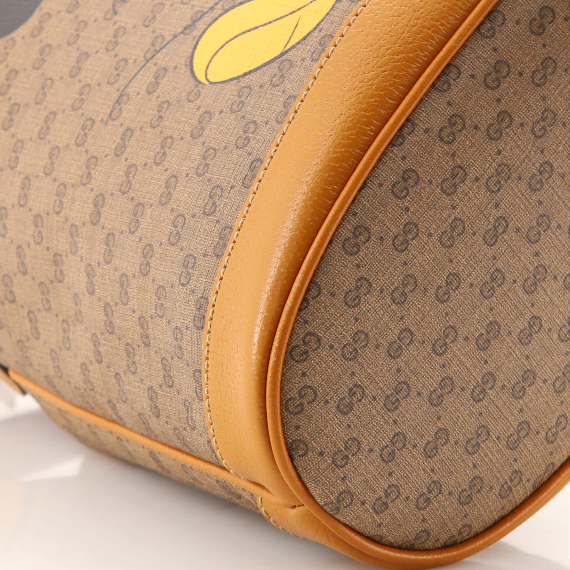 Brown Gucci Disney Mickey Mouse Bucket Bag Printed Mini GG Coated Canvas