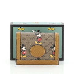 Gucci Disney Mickey Mouse Card Case Wallet Printed Mini GG Coated Canvas