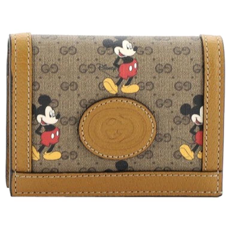 Gucci Disney Mickey Mouse Card Case Wallet Printed Mini GG Coated