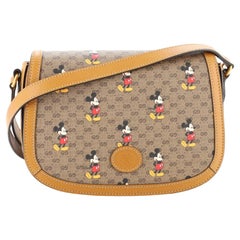 Gucci Disney Mickey Mouse Flap Shoulder Bag Printed Mini GG Coated Canvas Small