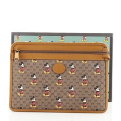 Gucci Disney Mickey Mouse Front Zip Pouch Printed Mini GG Coated Canvas