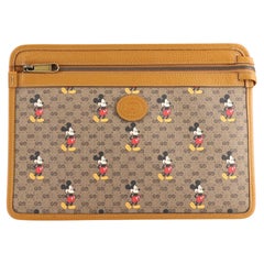 Gucci Disney Mickey Mouse Front Zip Pouch Printed Mini GG Coated Canvas