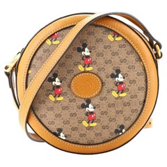 Gucci Disney Mickey Mouse Round Shoulder Bag Printed Mini GG Coated Canva