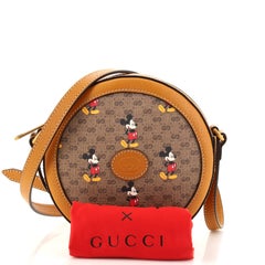 Gucci Disney Mickey Mouse Round Shoulder Bag Printed Mini GG Coated Canvas
