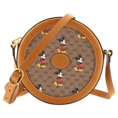 Gucci Disney Mickey Mouse Round Shoulder Bag Printed Mini GG Coated Canvas