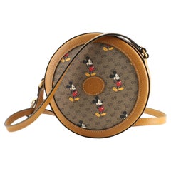 Gucci Disney Mickey Mouse Round Shoulder Bag Printed Mini GG Coated Canvas