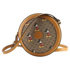 Gucci Disney Mickey Mouse Round Shoulder Bag Printed Mini GG Coated Canvas