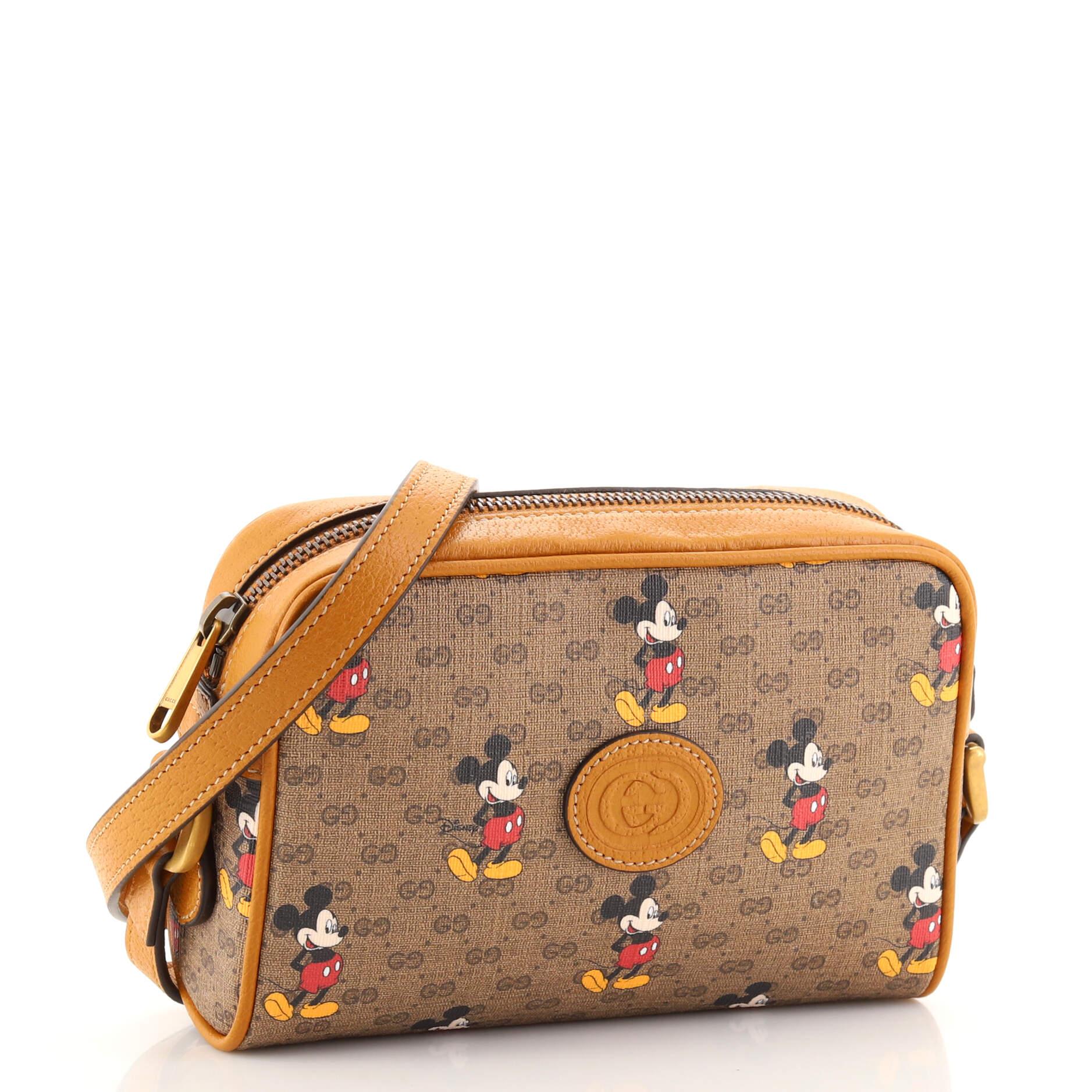 Gucci Disney Mickey Mouse Shoulder Bag Printed Mini GG Coated Canvas Mini In Good Condition In NY, NY