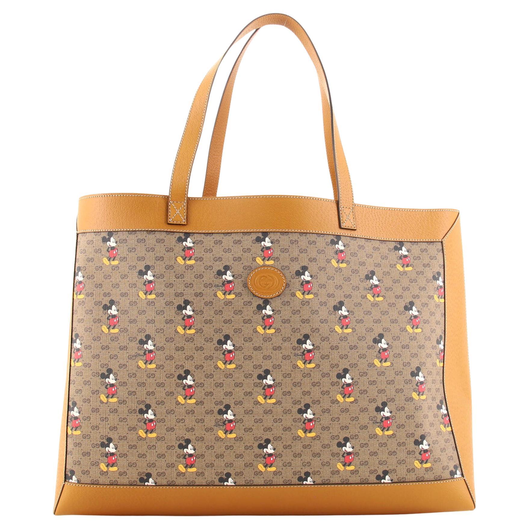 Gucci Disney Mickey Mouse Soft Open Tote Printed Mini GG Coated Canvas Medium