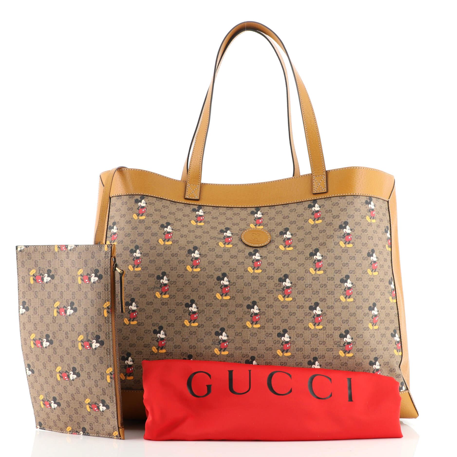 Gucci Disney Mickey Mouse Soft Open Tote Printed Mini GG Coated Canvas  Medium For Sale at 1stDibs