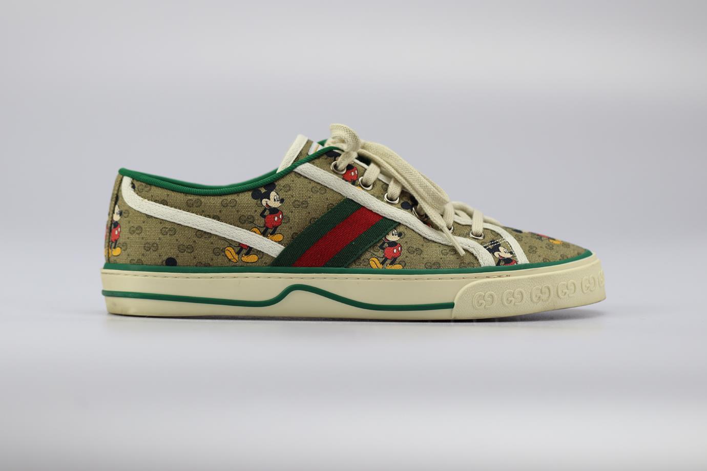 Gucci + Disney Tennis 1977 Canvas Sneakers. Multi. Lace up fastening - Front. Does not come with - dustbag or box. EU 40 (UK 7, US 10). Insole: 10.3 in. Heel height: 1.1 in. Condition: Used. Very good condition - Some wear to soles. Light wear to