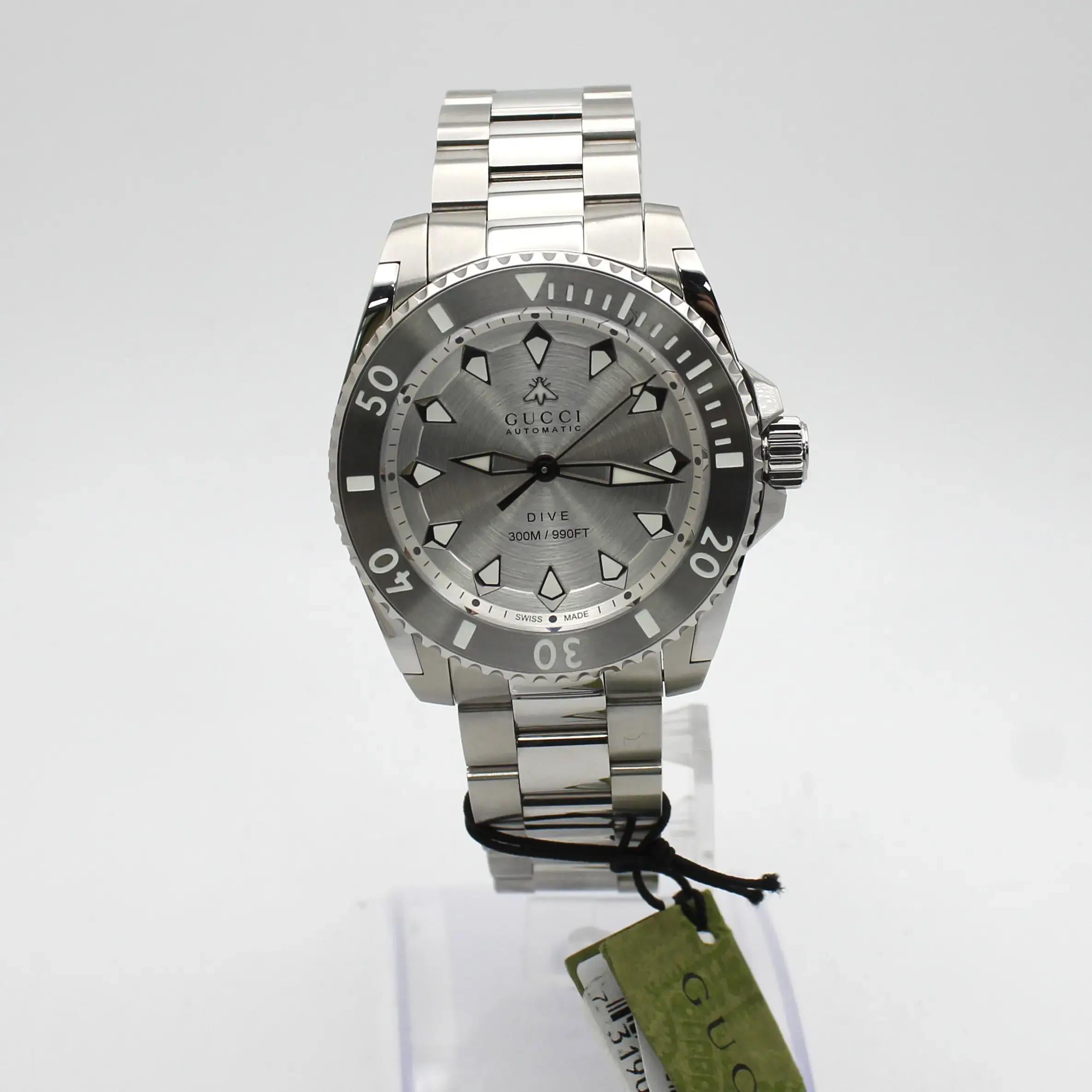 Gucci Dive 40MM Steel Dial Mens Silver Dial Automatic Watch YA136354 For Sale