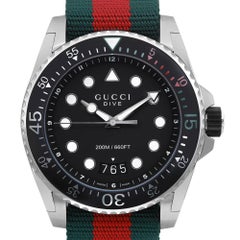 Gucci Dive 45mm Steel Black Dial Quartz Men Watch YA136209