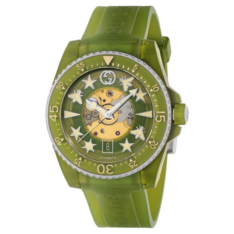 Gucci Dive Automatic Green Bio-Based Plastic Strap Watch YA136345 For Sale  at 1stDibs | ماتشينج بايو واتس, bio band watch, gucci dive ya136301