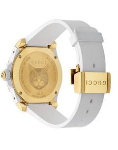 Reloj Gucci Dive Esfera Gato Blanco Correa de Caucho YA136322