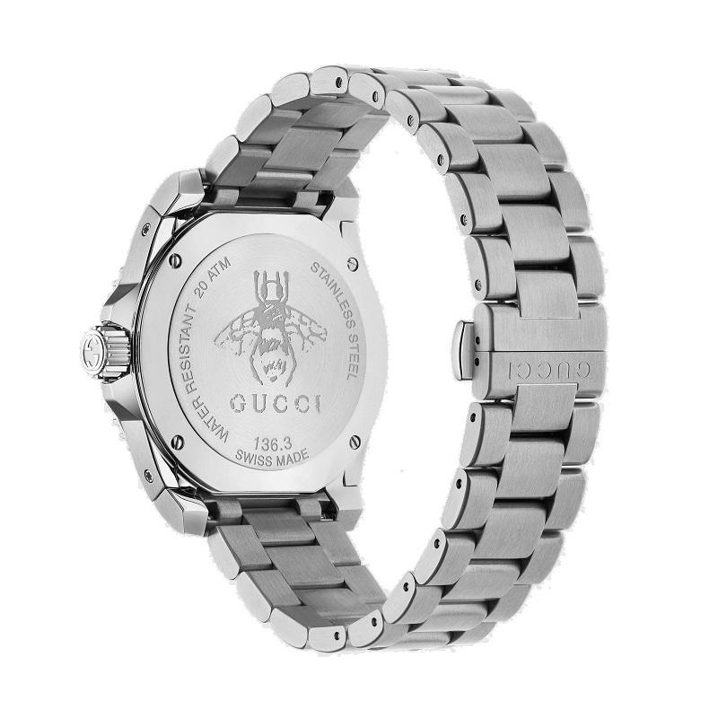 Steel case and bracelet, white bezel, silver color dial with multi icon indexes
Sapphire glass with antireflective coating
20 ATM (660 feet/200 meters)
Quartz movement
YA136336
