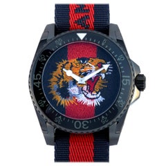Gucci Dive Tiger Embroidered Dial Watch YA136215 For Sale at 1stDibs