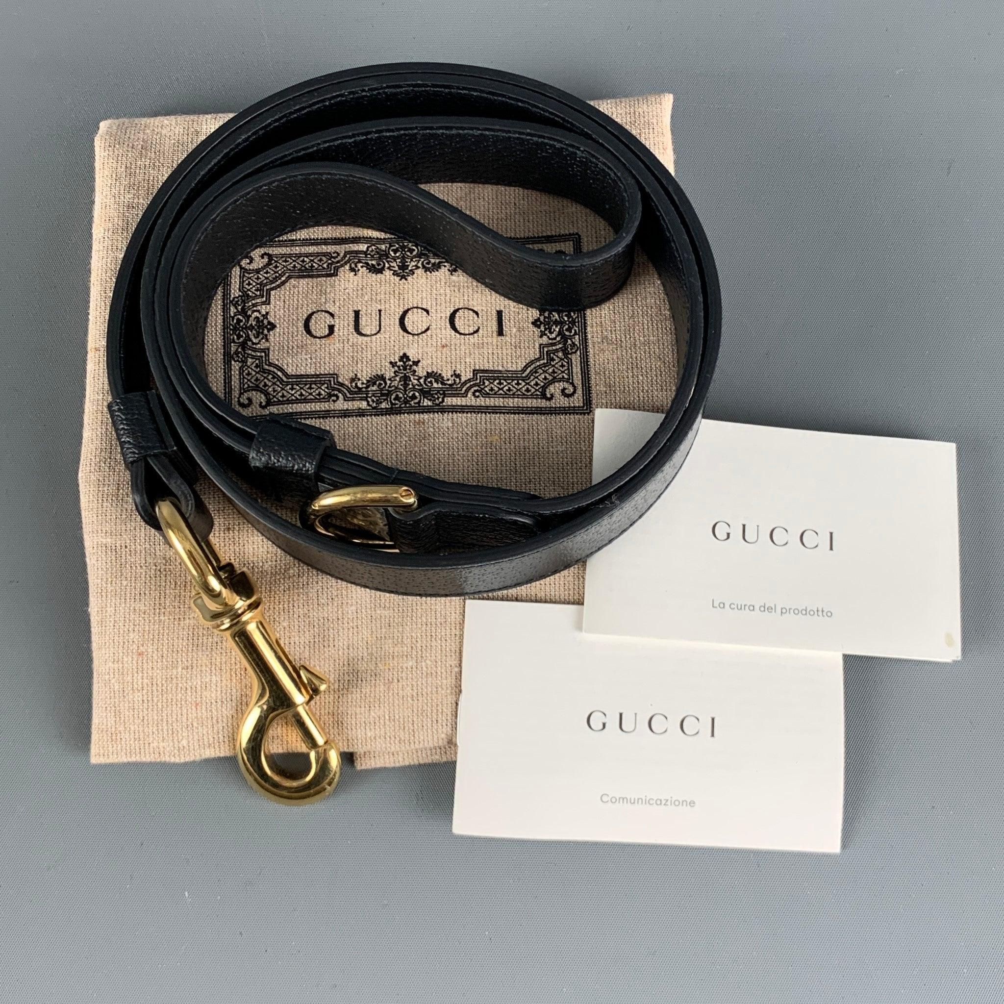 GUCCI Dog Leash Black Gold  Leather Goods 3