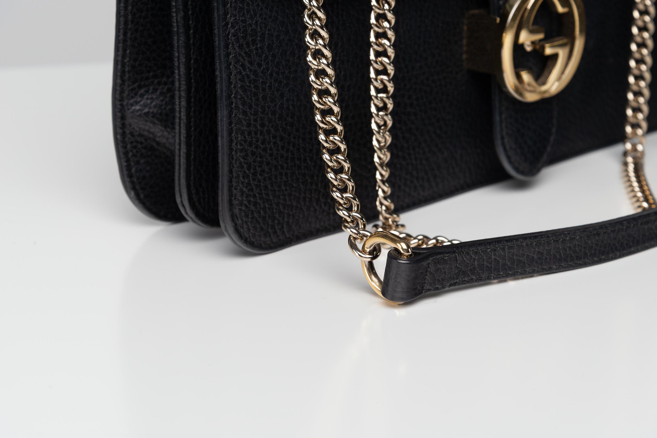 Gucci Dollar Calfskin Interlocking GG Bag Black For Sale 5