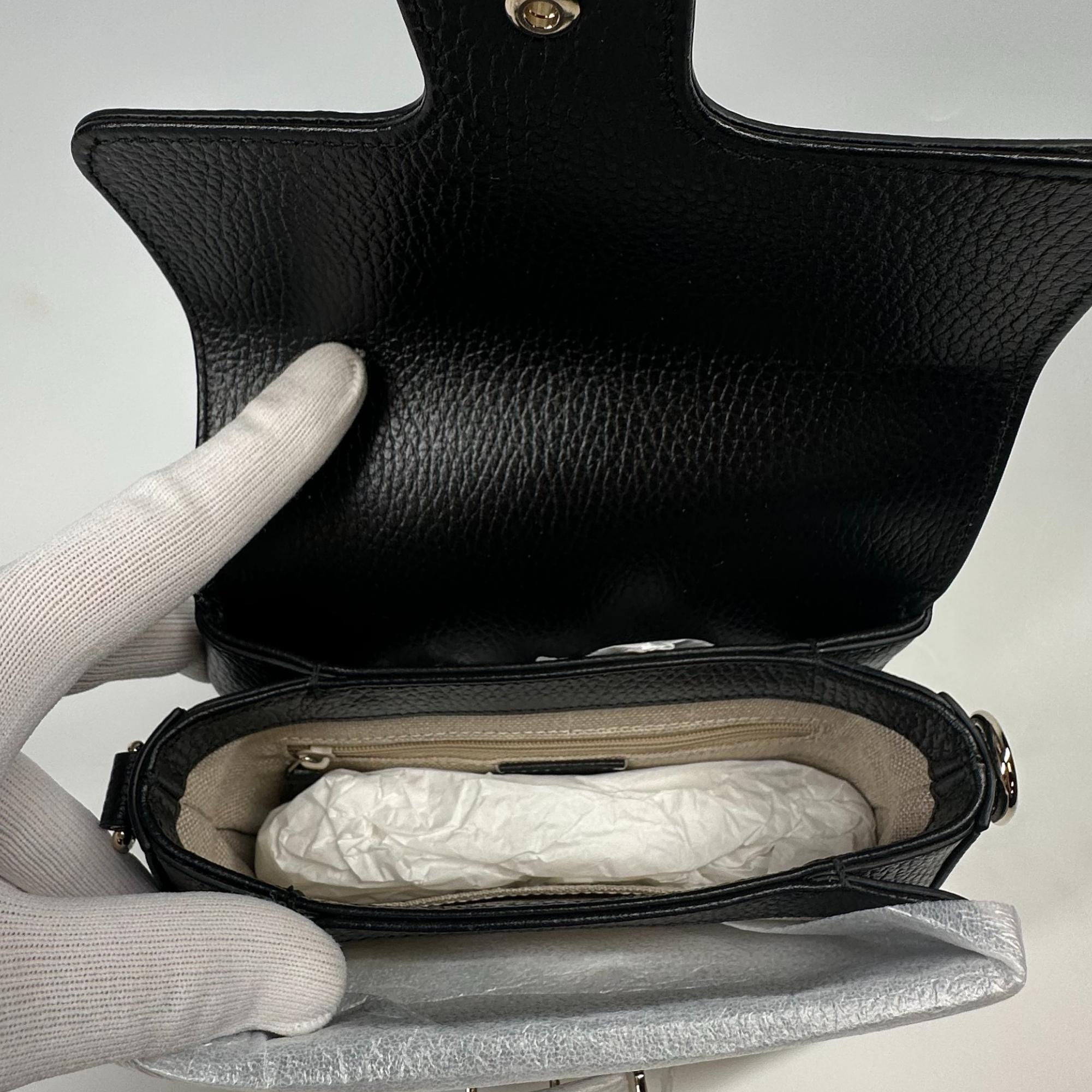 Gucci Dollar Calfskin Interlocking GG Crossbody Bag Black Small For Sale 2
