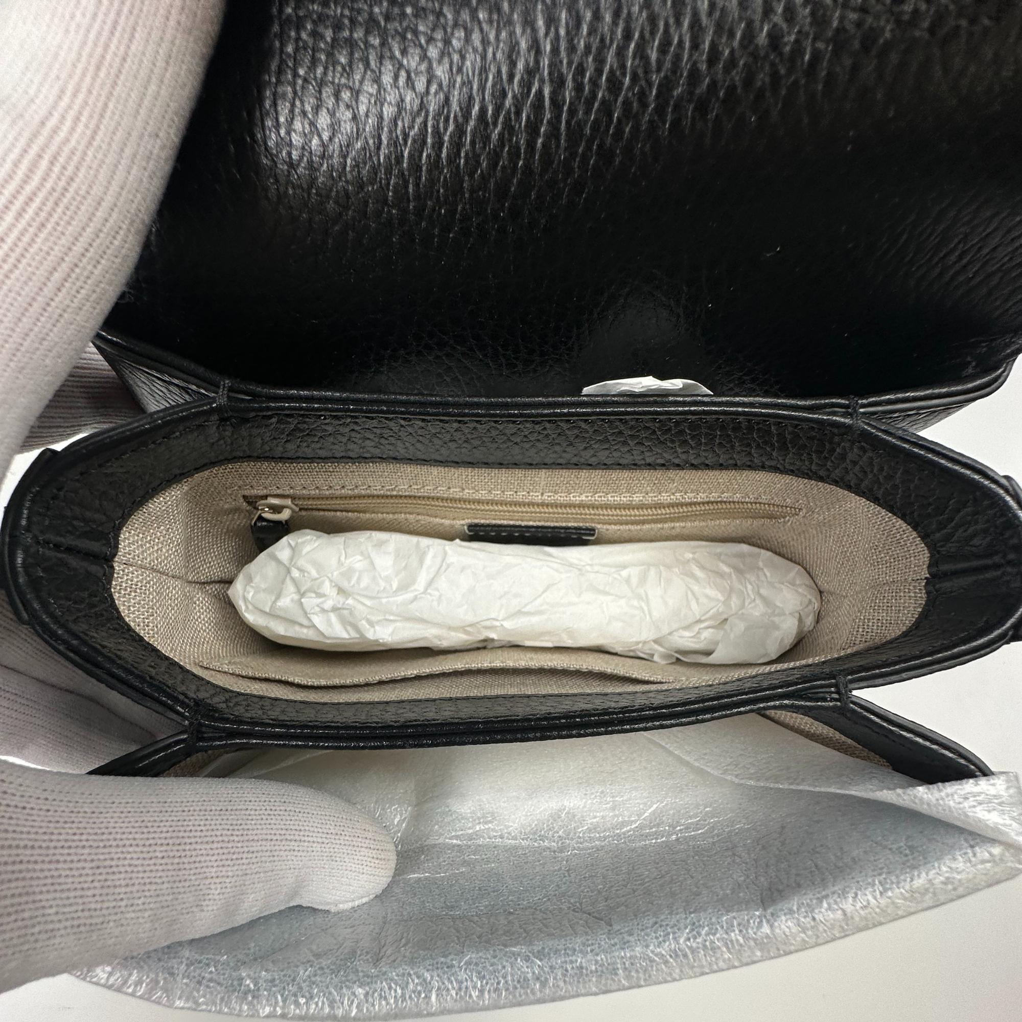 Gucci Dollar Calfskin Interlocking GG Crossbody Bag Black Small For Sale 3