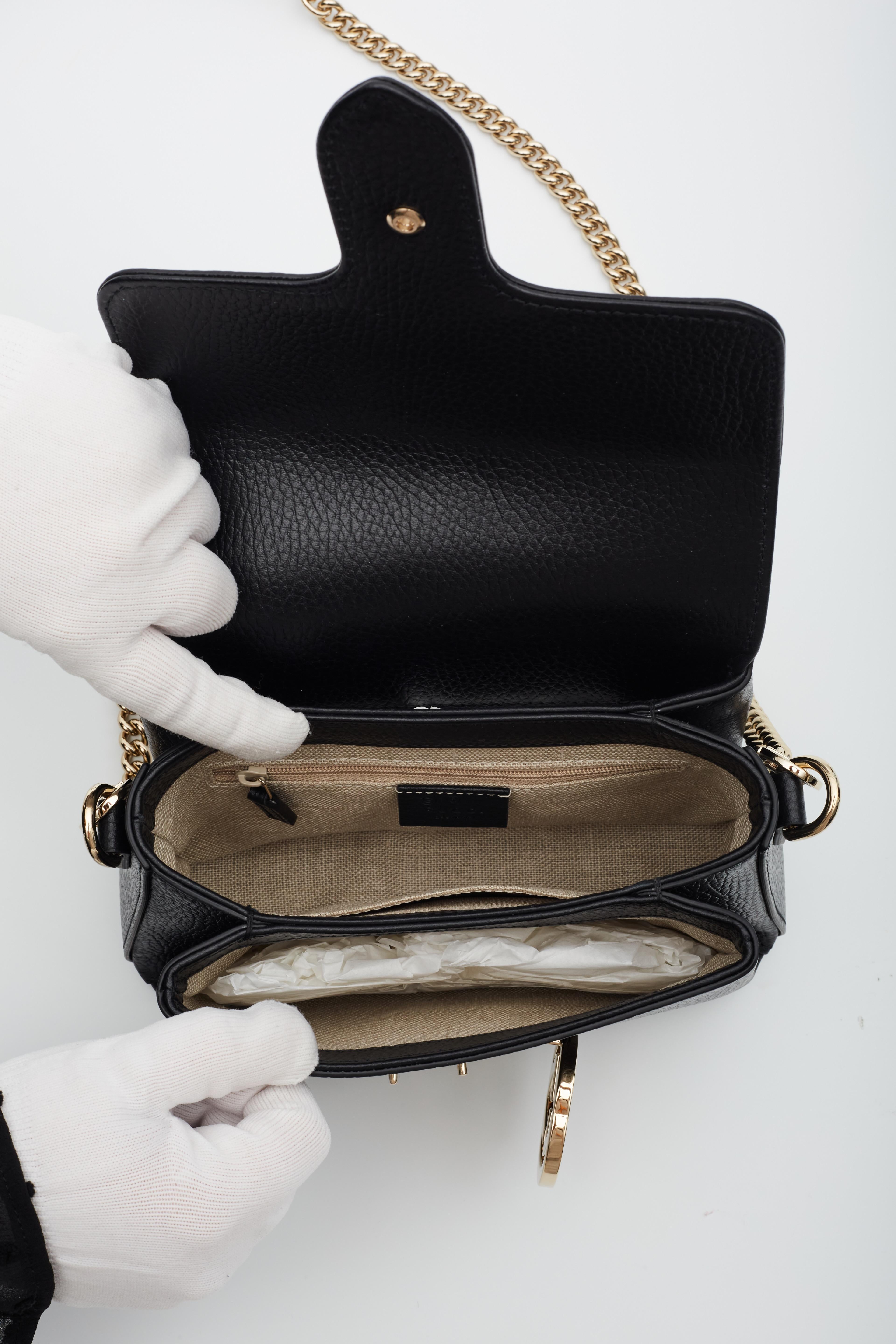 Gucci Dollar Calfskin Interlocking GG Crossbody Bag Black Small 6
