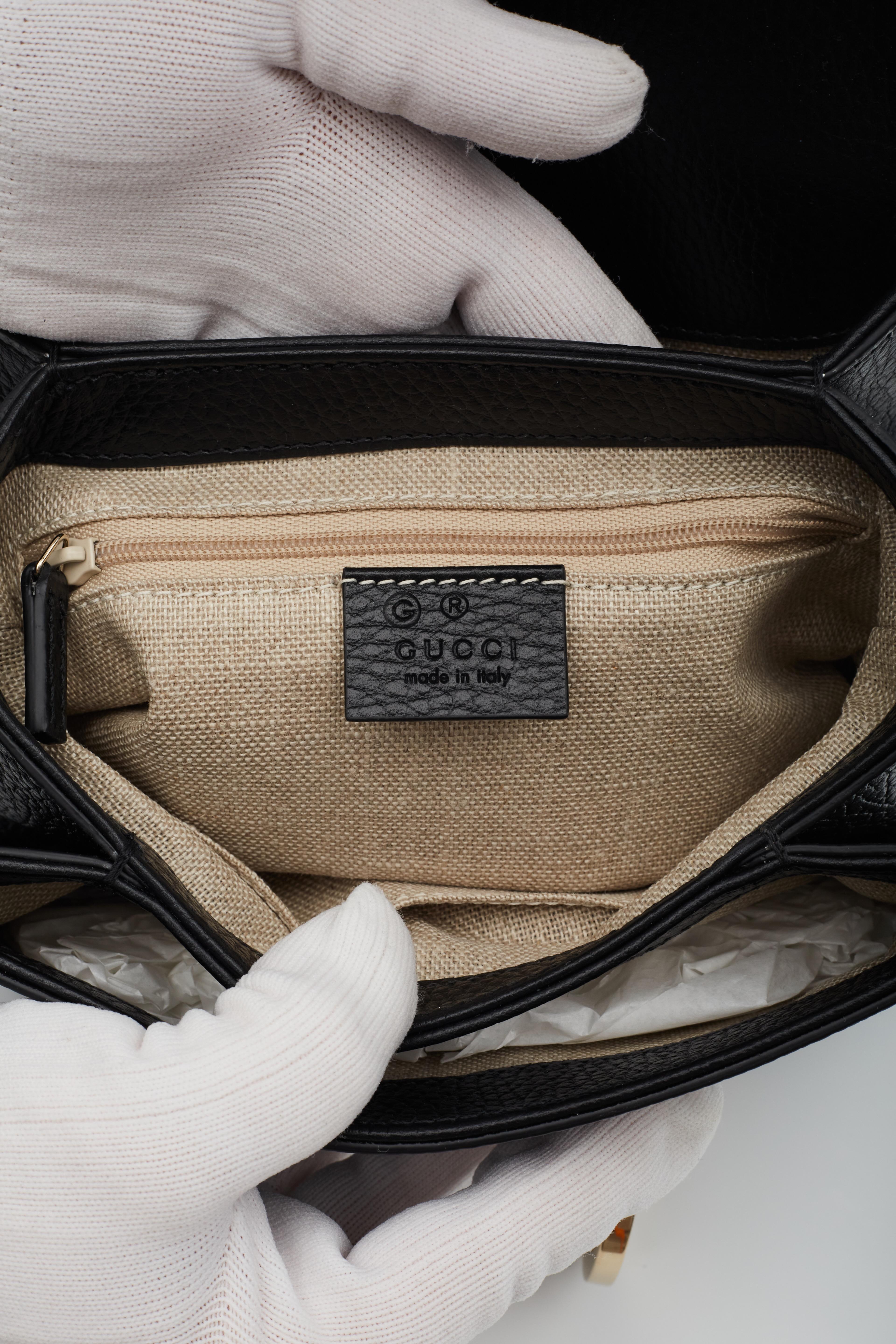 Gucci Dollar Calfskin Interlocking GG Crossbody Bag Black Small 7