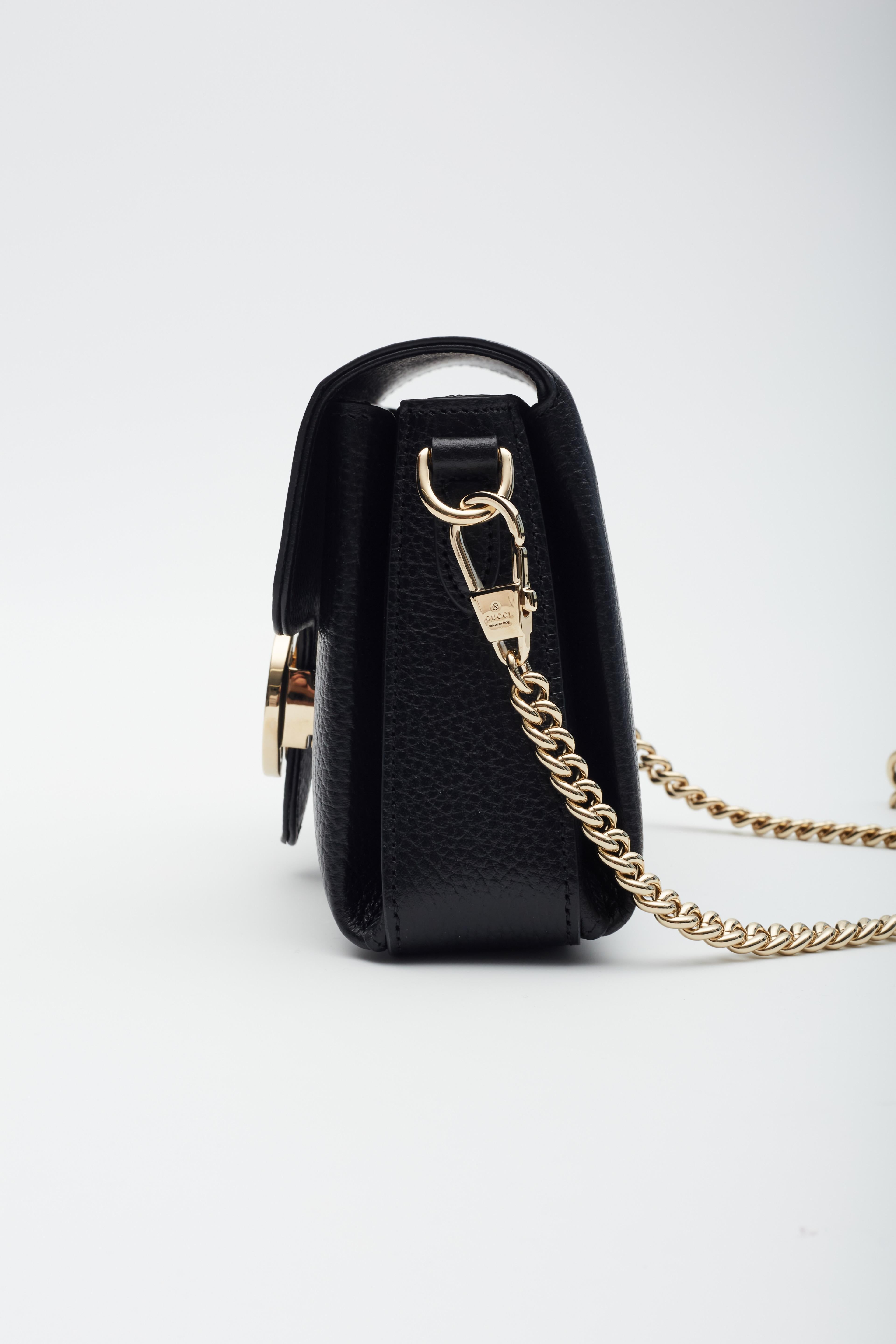 Gucci Dollar Calfskin Interlocking GG Crossbody Bag Black Small 4