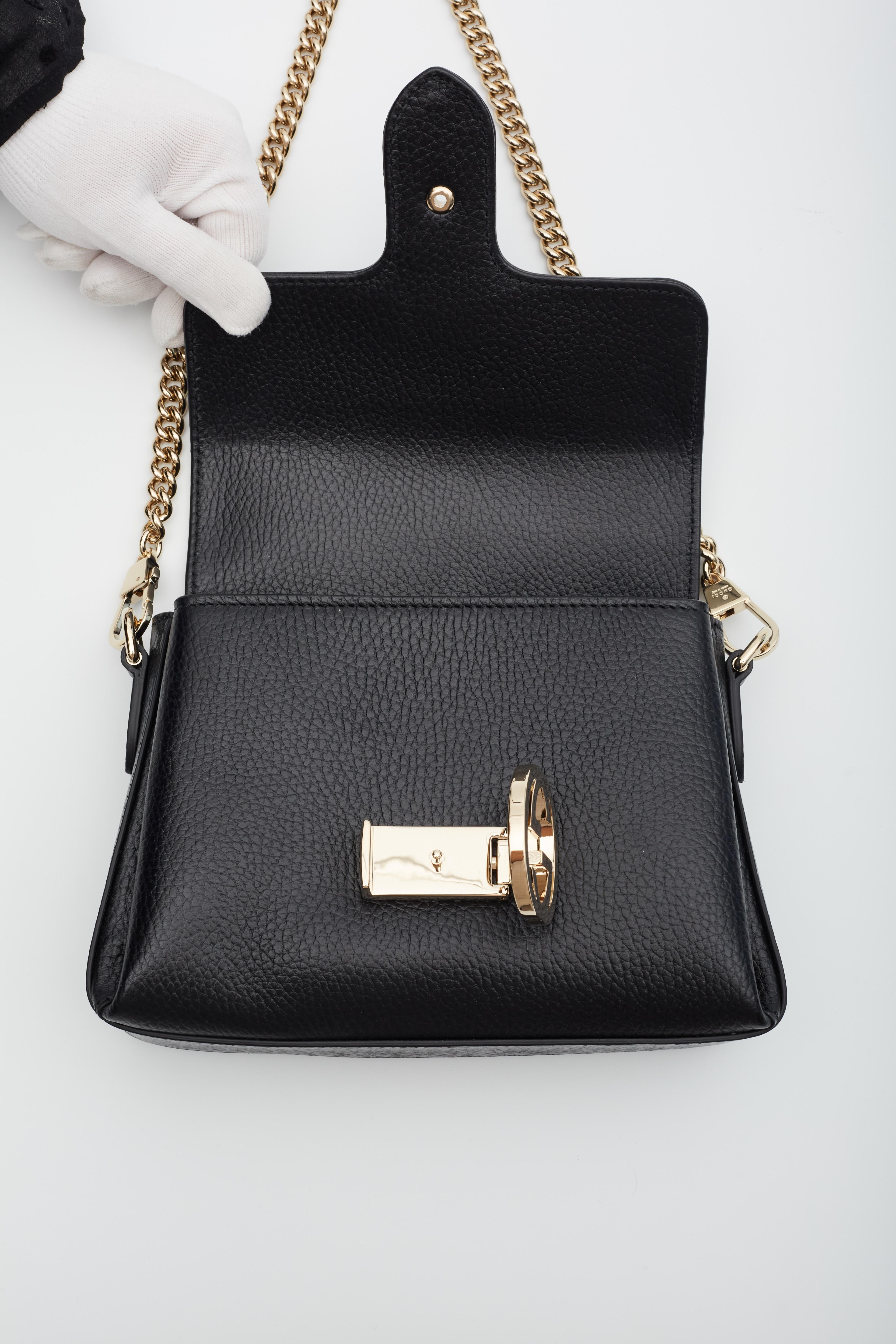 Gucci Dollar Calfskin Interlocking GG Crossbody Bag Black Small 5