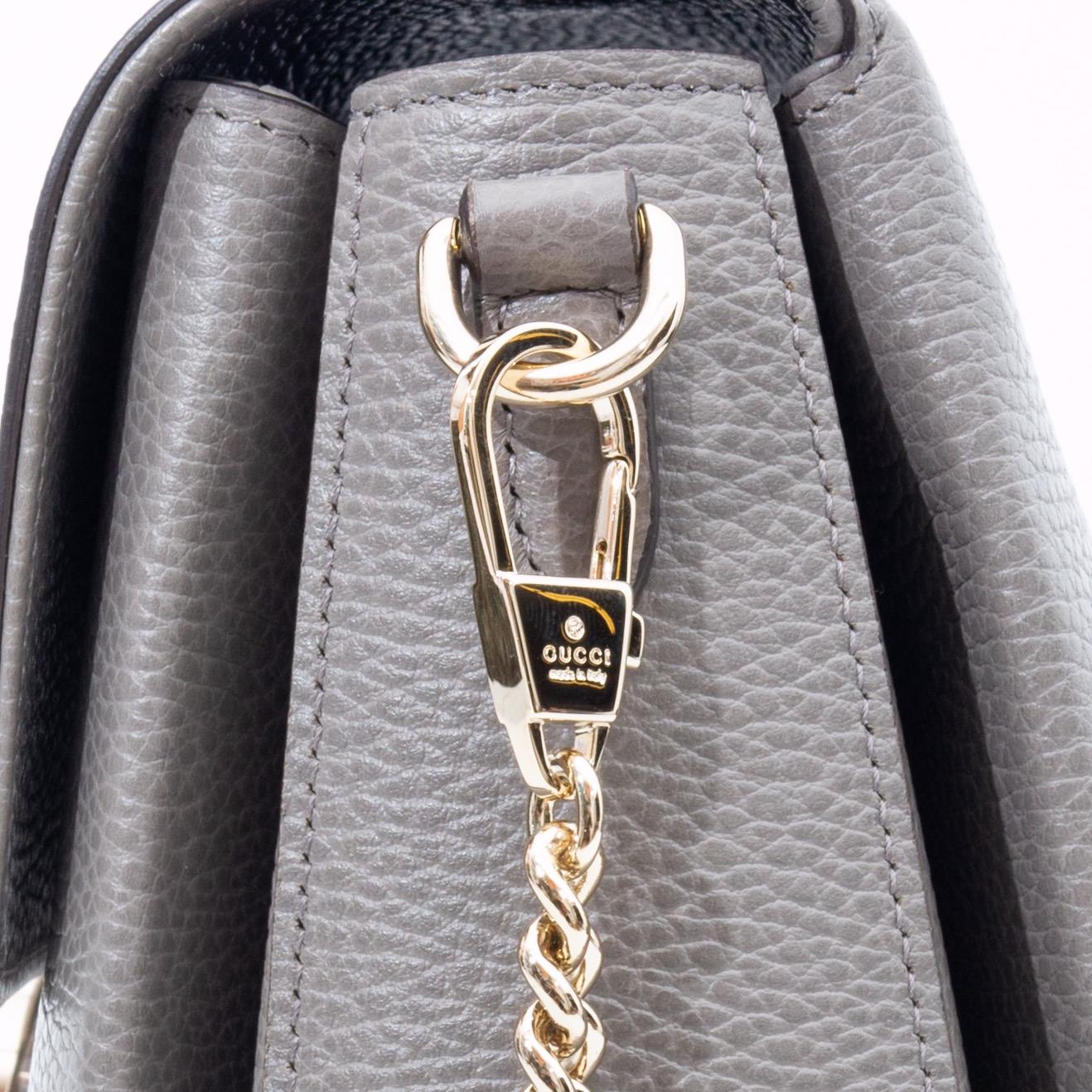 Gucci Dollar Calfskin Interlocking GG Medium Shoulder Bag Grey (510306) In New Condition For Sale In Montreal, Quebec