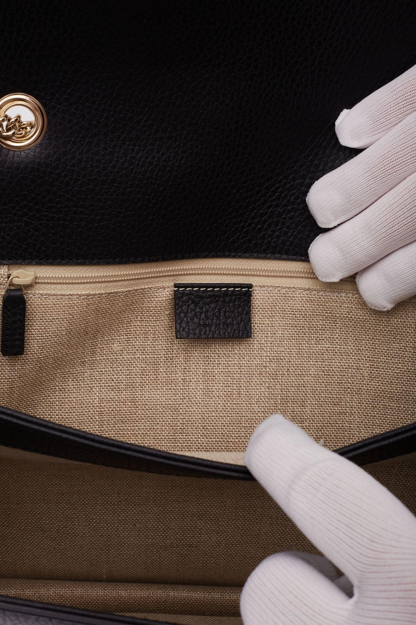 Gucci Dollar Calfskin Interlocking GG Shoulder Bag Black 6