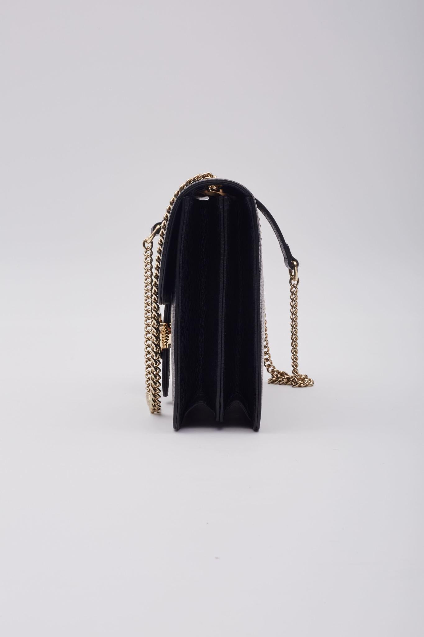 Gucci Dollar Calfskin Interlocking GG Shoulder Bag Black 2