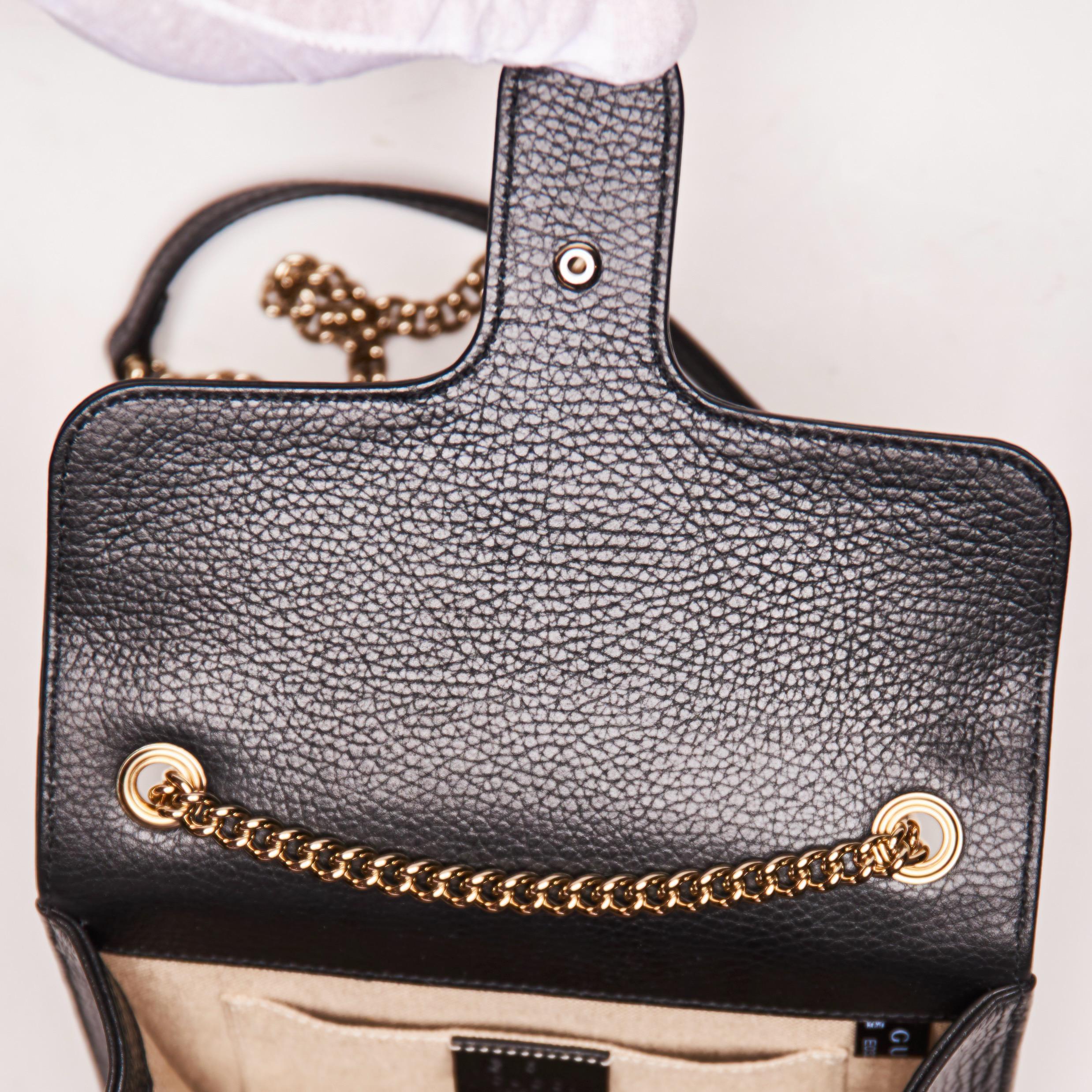 Gucci Dollar Calfskin Interlocking GG Small Black Shoulder Bag (510304) 1