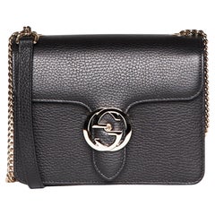 Gucci Dollar Calfskin Interlocking GG Small Black Shoulder Bag (510304)