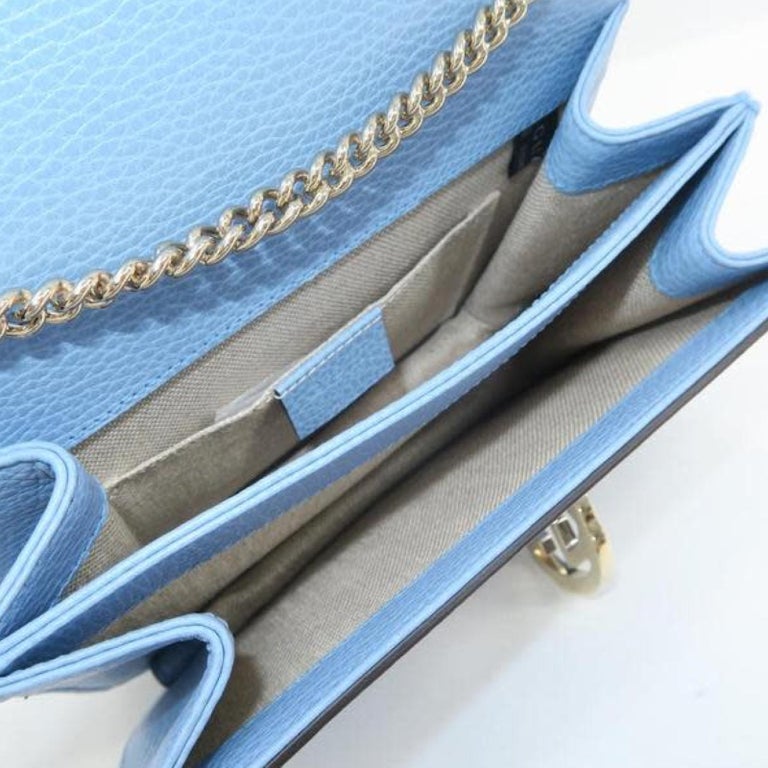 GUCCI Polished Calfskin Small Interlocking G Shoulder Bag Dark Blue 188260