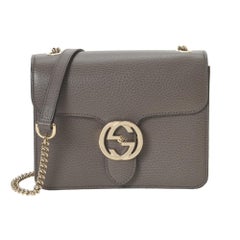 Gucci Dollar Calfskin Interlocking GG Small Shoulder Bag Grey