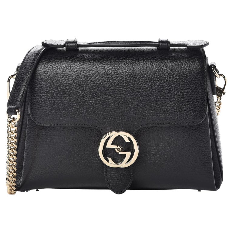 Gucci Dollar Calfskin Interlocking Gg Top Handle Handbag Black For Sale at 1stDibs