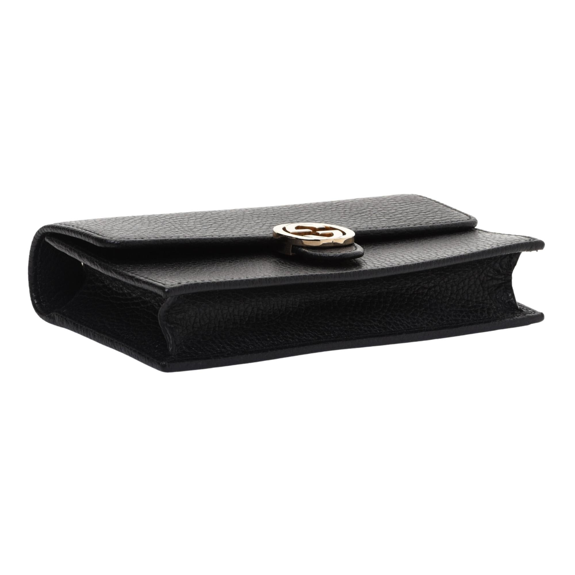 Gucci Dollar Calfskin Interlocking GG Wallet On Chain Bag Black In New Condition In Montreal, Quebec