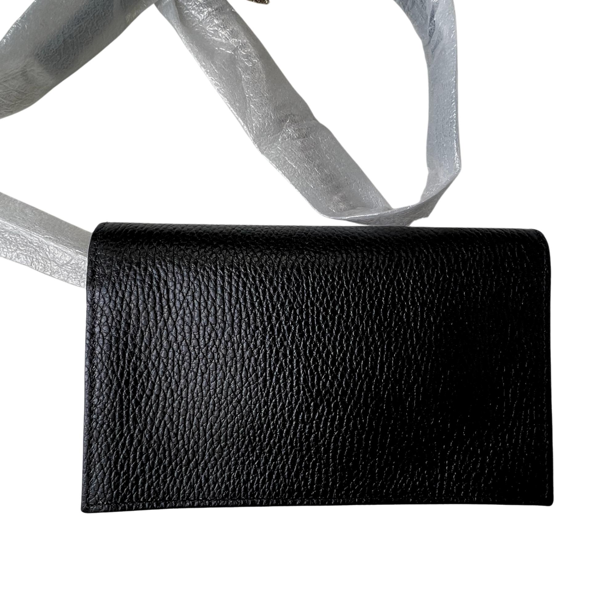 Gucci Dollar Calfskin Interlocking GG Wallet On Chain Bag Black For Sale 1