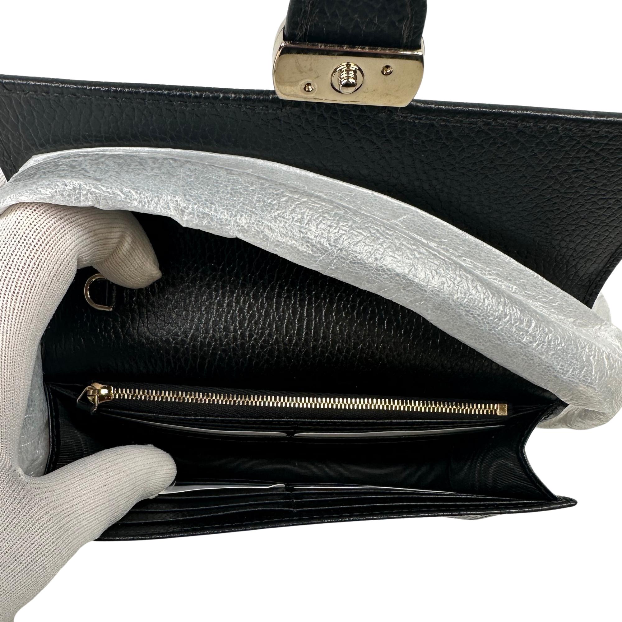 Gucci Dollar Calfskin Interlocking GG Wallet On Chain Bag Black For Sale 4