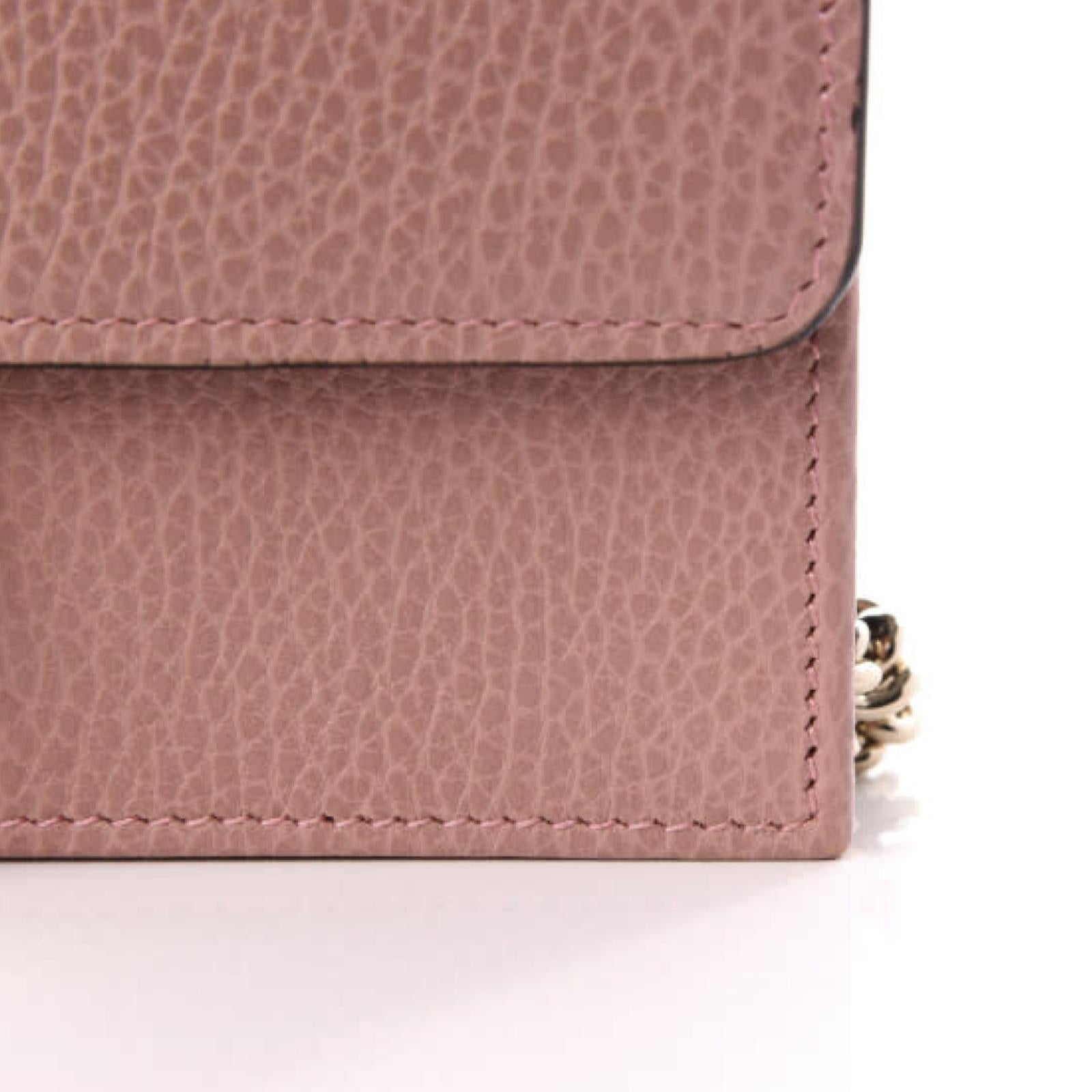 Brown Gucci Dollar Calfskin Interlocking GG Wallet on Chain Bag - Soft Pink