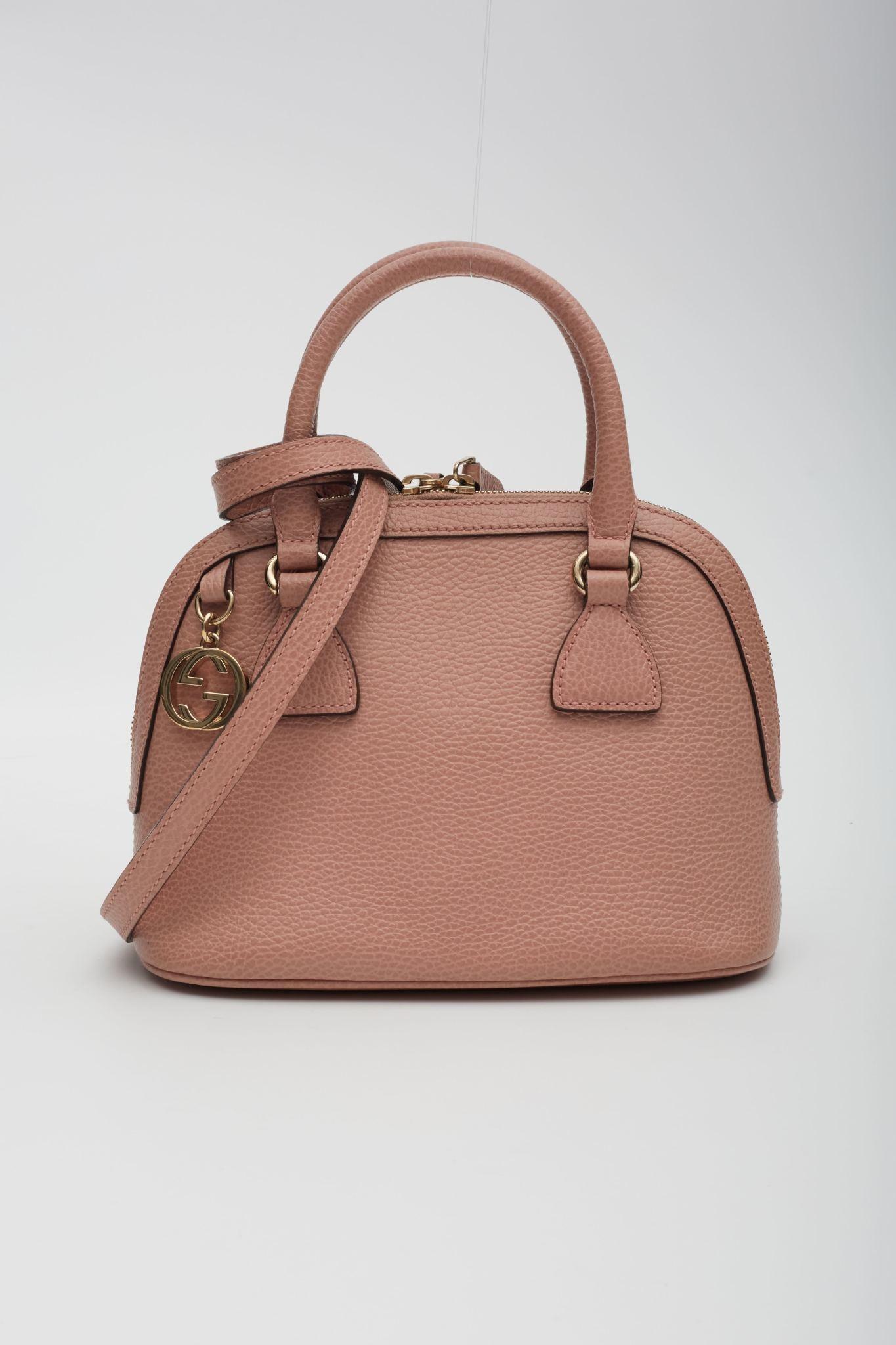 Gucci Dollar Calfskin Small GG Charm Dome Bag Soft Pink In Good Condition In Montreal, Quebec