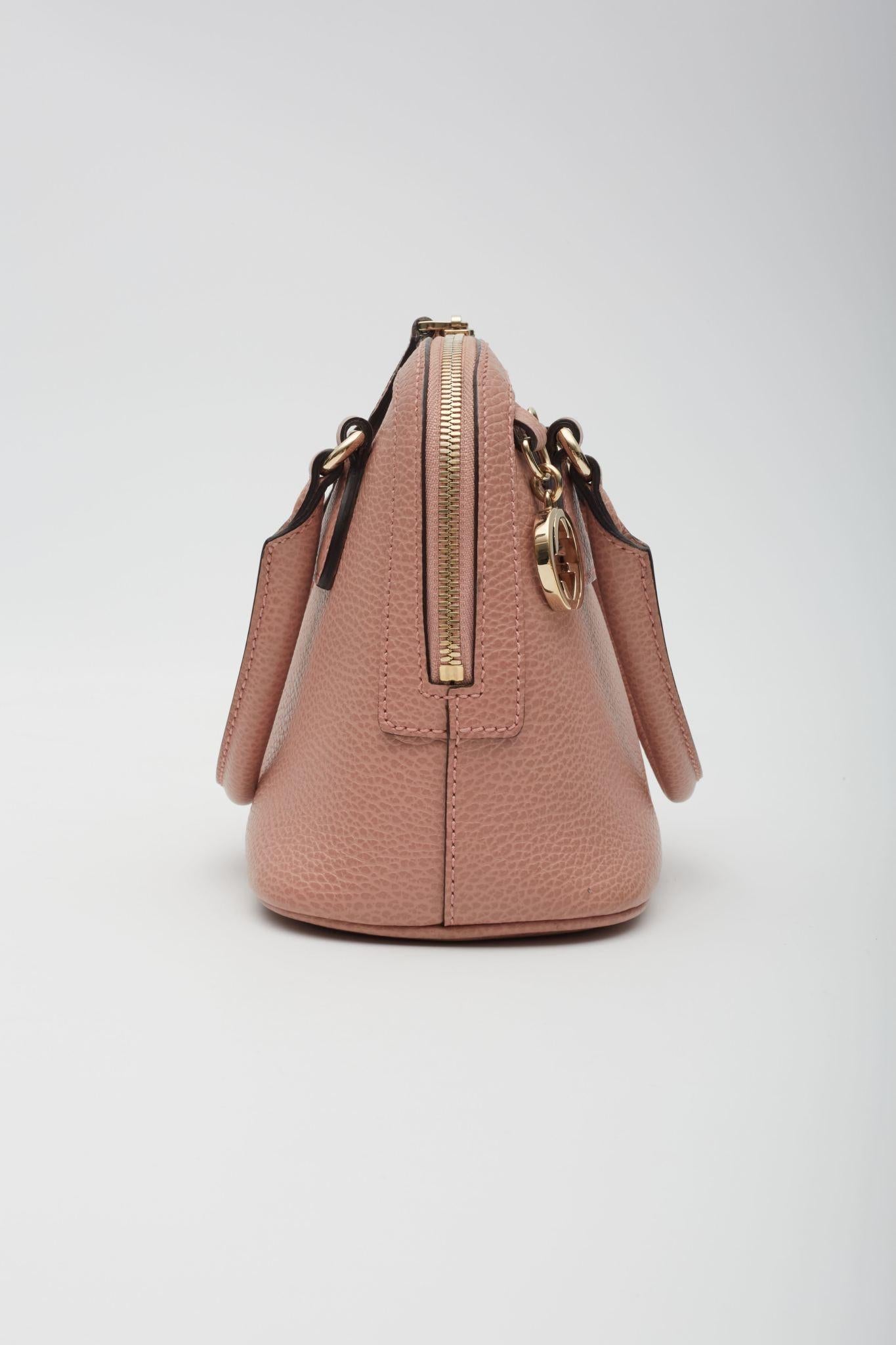 Women's Gucci Dollar Calfskin Small GG Charm Dome Bag Soft Pink