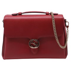 Sac à bandoulière Gucci « Dollar Interlocking G » à poignée supérieure, en cuir rouge
