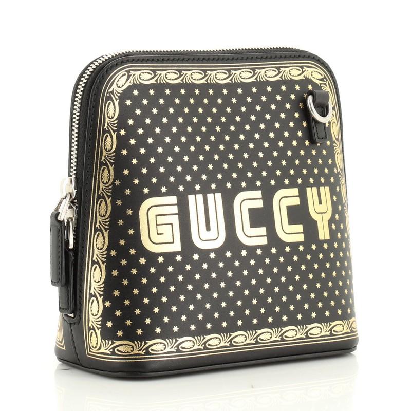 Black Gucci Dome Crossbody Bag Limited Edition Printed Leather Mini