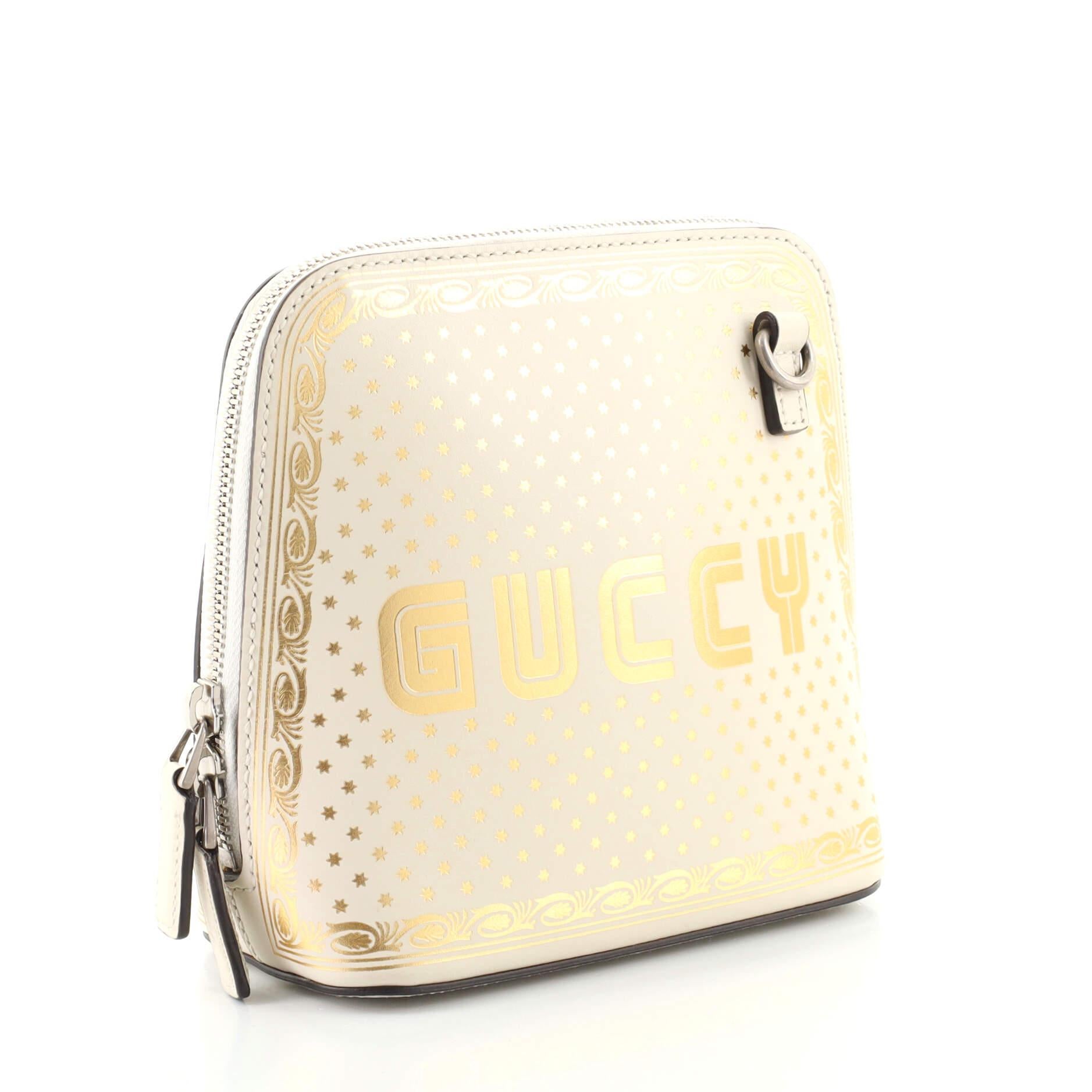 White Gucci Dome Crossbody Bag Limited Edition Printed Leather Mini