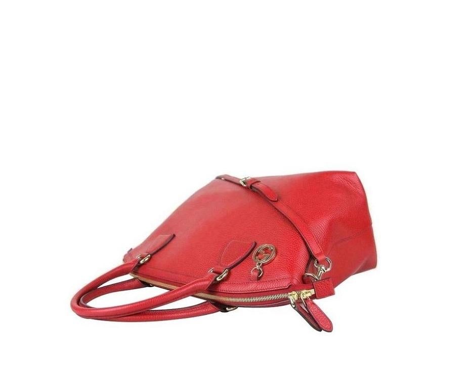 Women's Gucci Dome Large Covertible 2way 1g82 Red Leather Tote For Sale