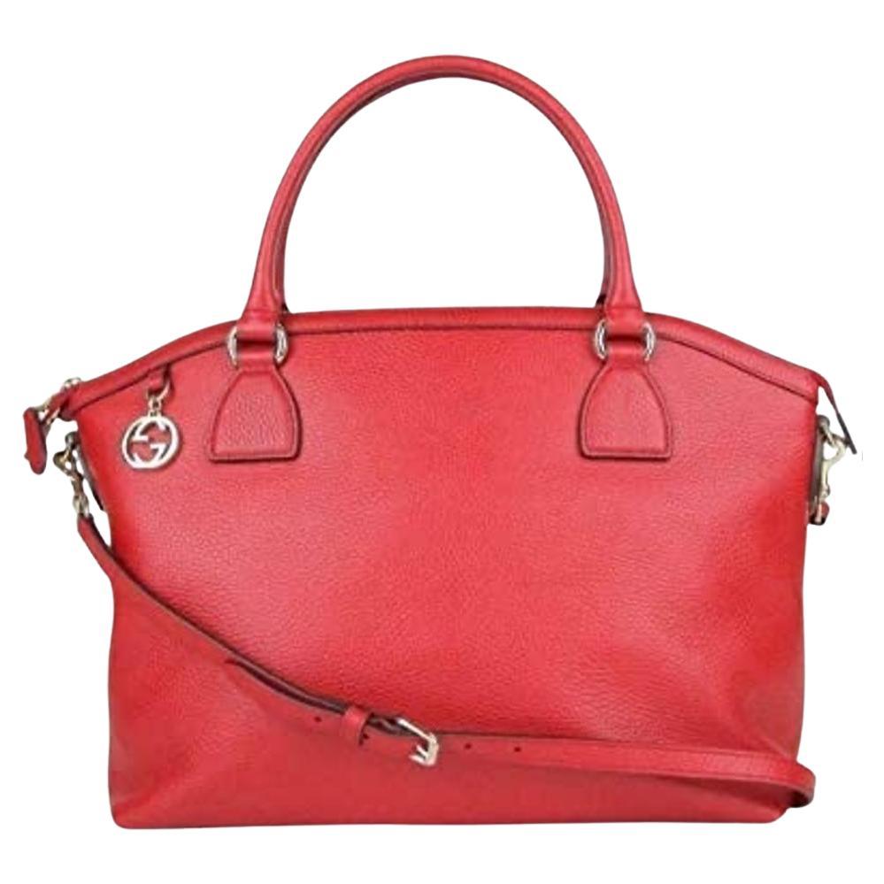 Gucci Dome Large Covertible 2way 1g82 Red Leather Tote For Sale