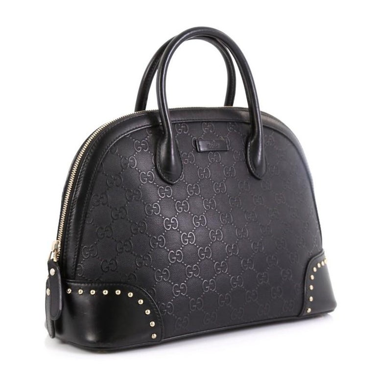 Gucci Dome Satchel Studded GG Embossed Leather Medium at 1stDibs